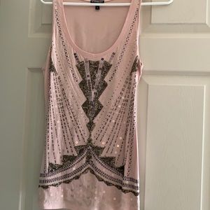Pink beaded express tank top